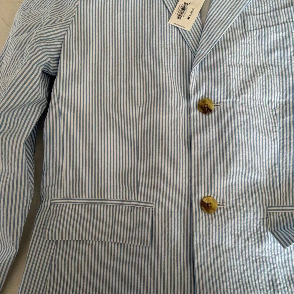 Janie and Jack The Seersucker Blazer Light Blue Stripe Size 16